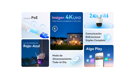 IPC-K7FN-8V0N.Cámara PT WIFI IMOU, 8 MP, Lente 3.6mm, Visión Nocturna, Audio Bidireccional, Seguimiento inteligente, Detección de Humanos y vehículo, Almacenamiento en MicroSD o Nube.