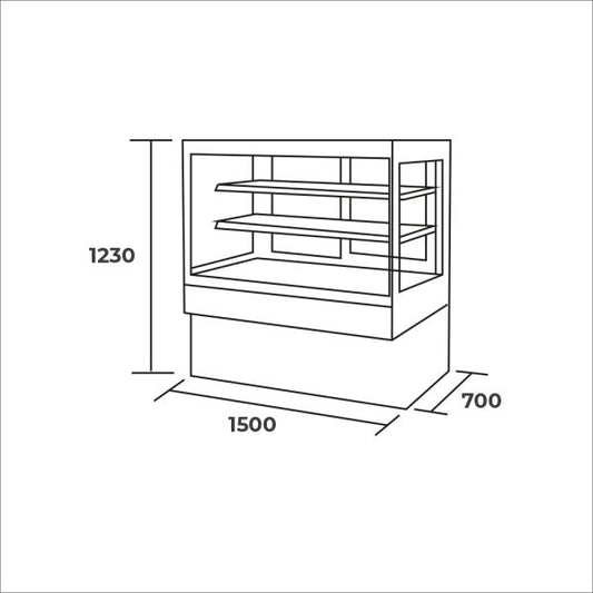 Vitrina Pastelera Recta 650 lts.1500x700x1230 mm. | HKCS426 |Maigas