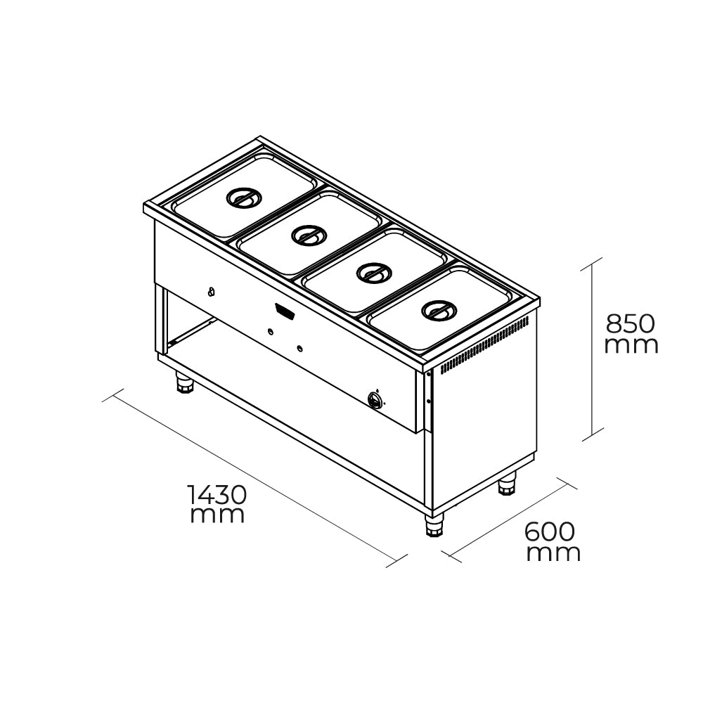 Baño Maria 4 Dep. GN 1/1  GLP