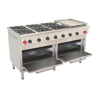 Cocina 6Pl. + 2 horno + Chq.Grande GLP