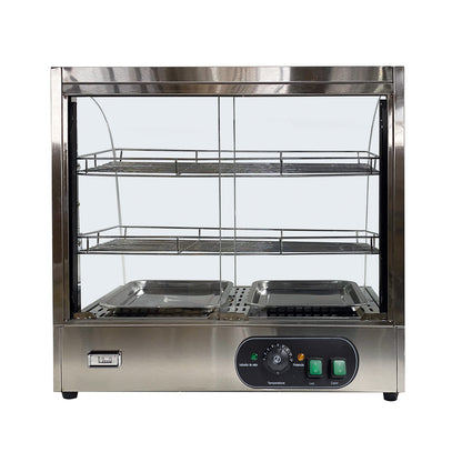 Exhibidor curvo mantenedor de calor inox