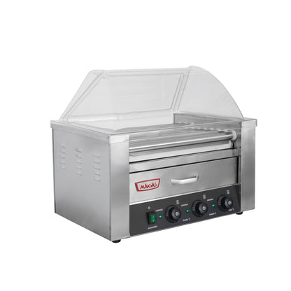 Parrilla Hot Dog 9 Roller + Calentador de pan