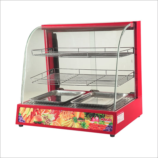 Exhibidor curvo mantenedor de calor - Rojo