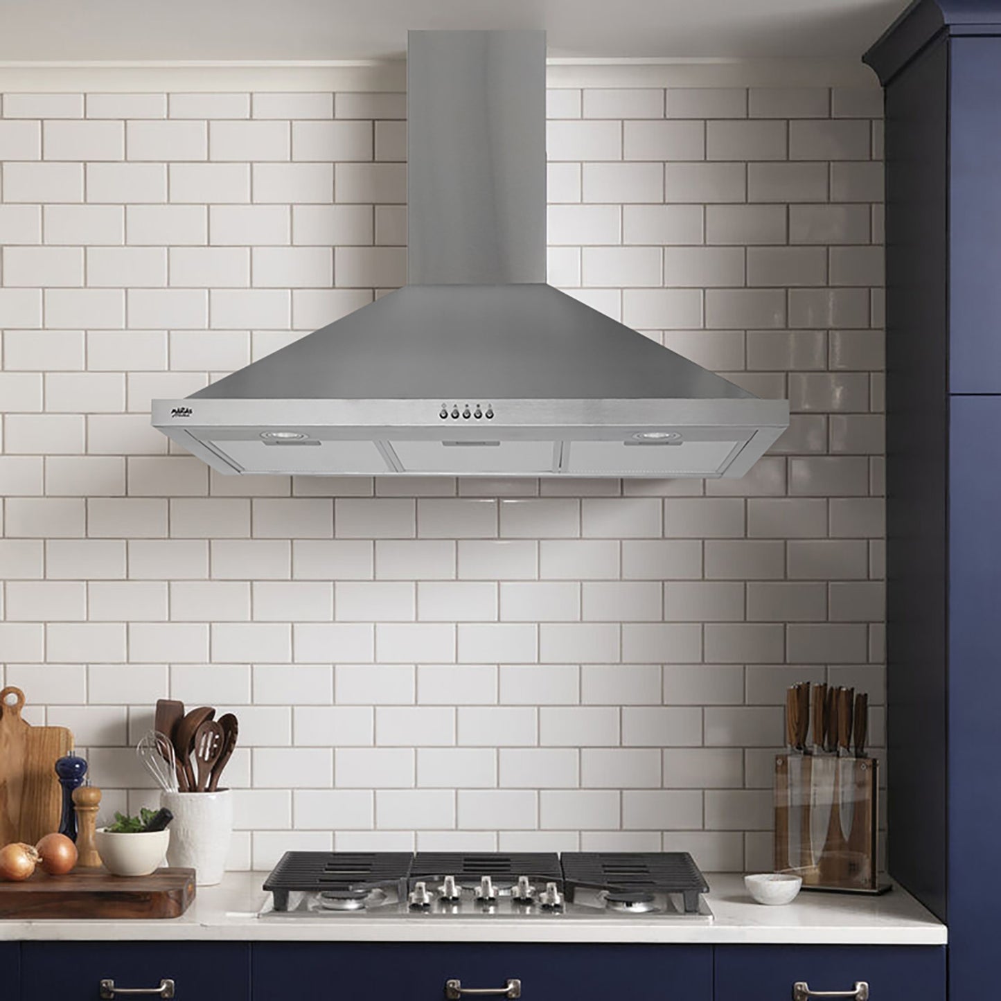 CAMPANA PIRAMIDAL INOX CONTROL BOTON 90CM