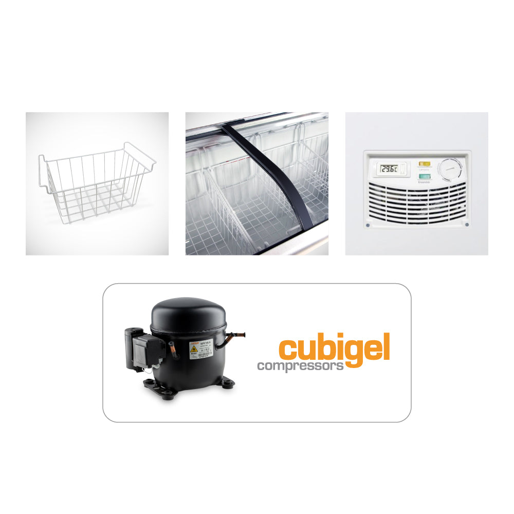 CONGELADOR DUAL TIPO ISLA VIDRIO CURVO DE 377 L | SD420Q |Maigas