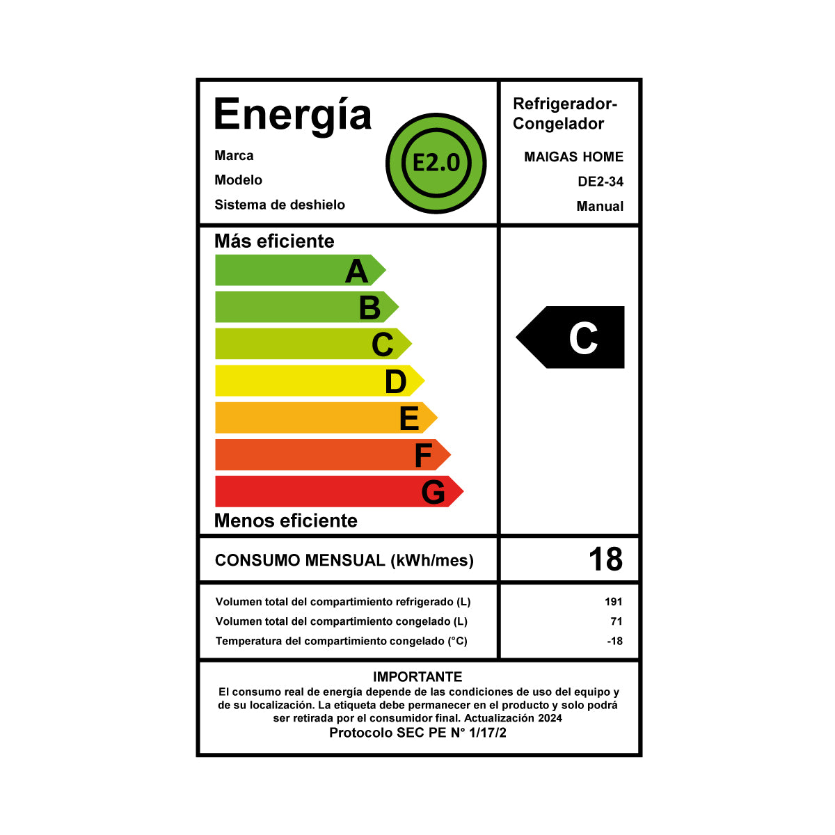 Refrigerador 262 Lts. Frío Directo