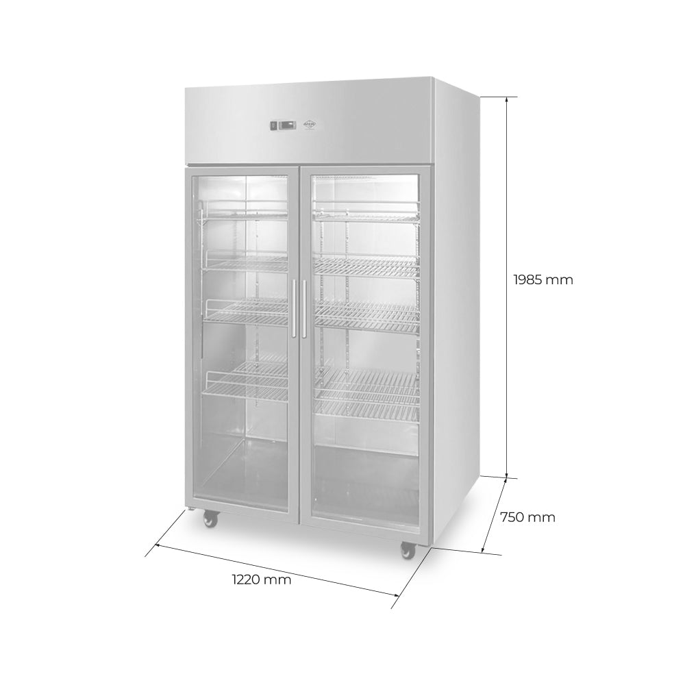 Congelador  A.I.  2 puertas de vidrio 1000 lt