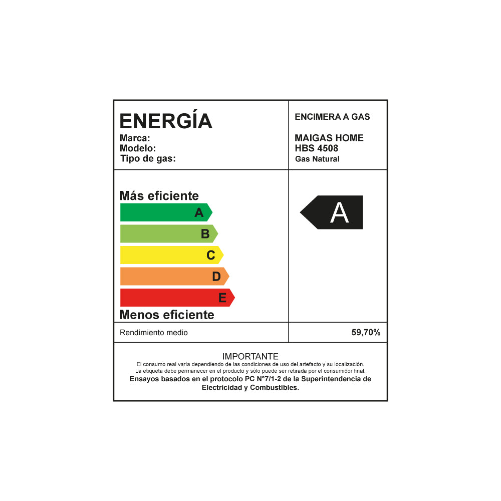 ENCIMERA A GAS 4 QUEMADORES - HBS4508