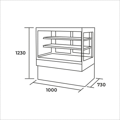 Vitrina pastelera recta 1000x730x1230mm