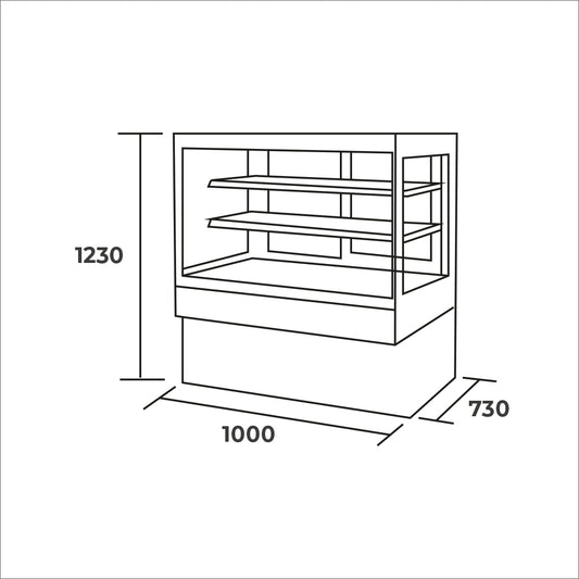 Vitrina pastelera recta 1000x730x1230mm