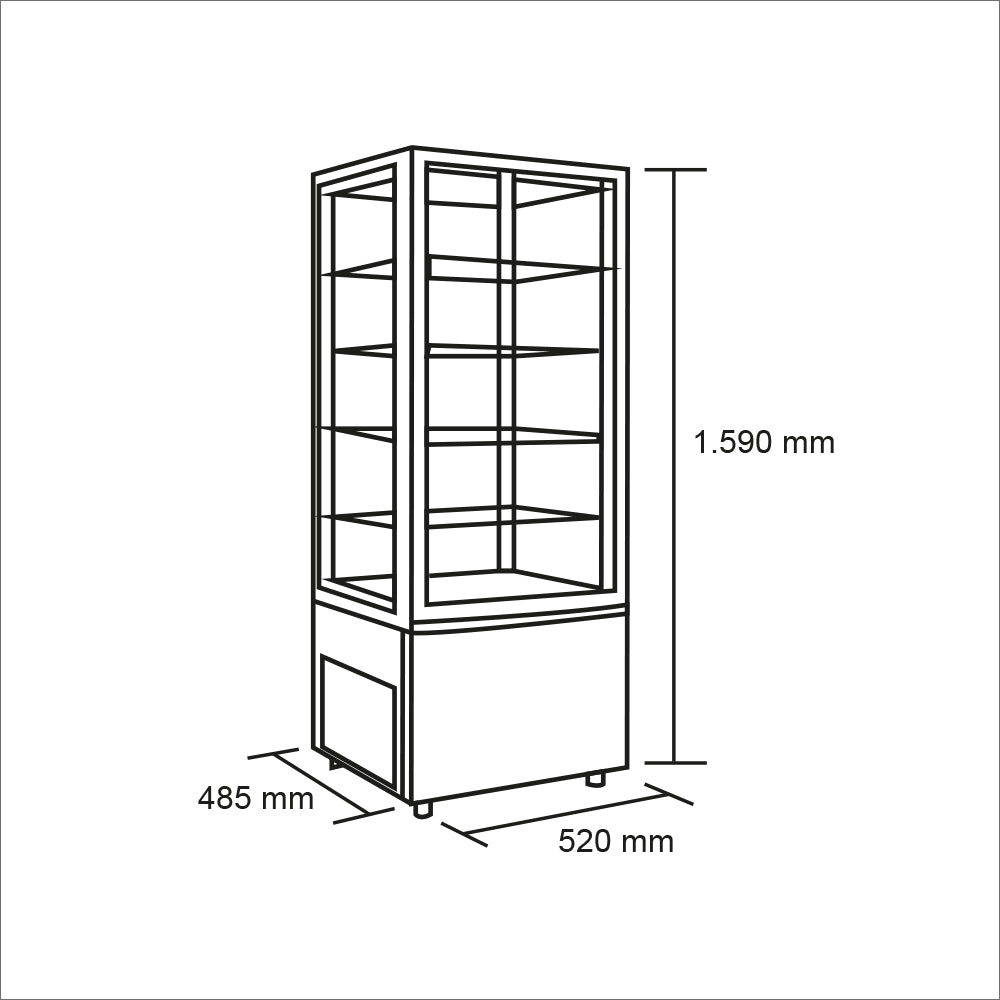 Vitrina pastelera vertical 218 lt Blanca