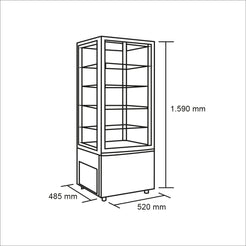 Vitrina Pastelera Vertical Negra 218 lts. 520x485x1590 mm.
