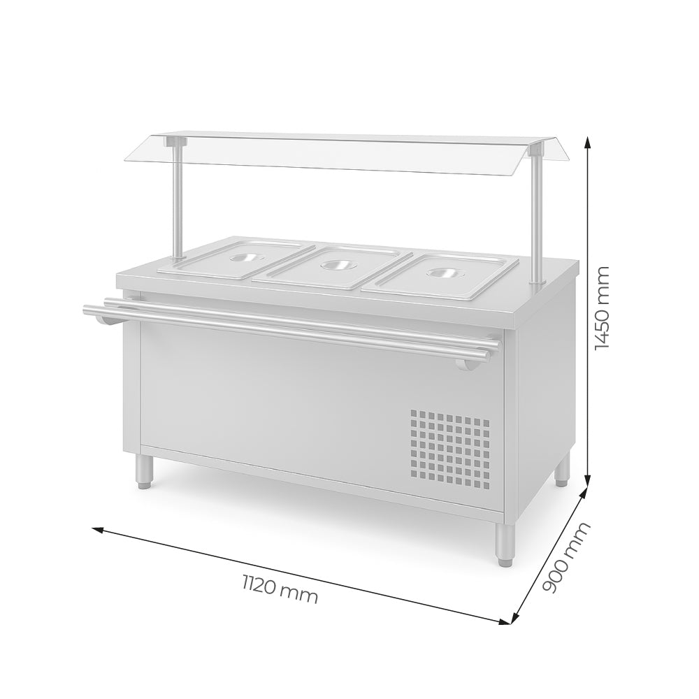 SALAD BAR 3 GN 1/1 + CUPULA + DESLIZA BANDEJA