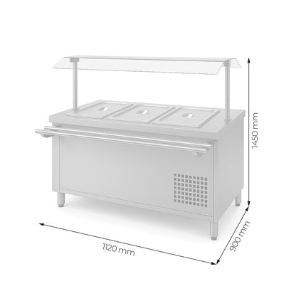SALAD BAR 3 GN 1/1 + CUPULA + DESLIZA BANDEJA