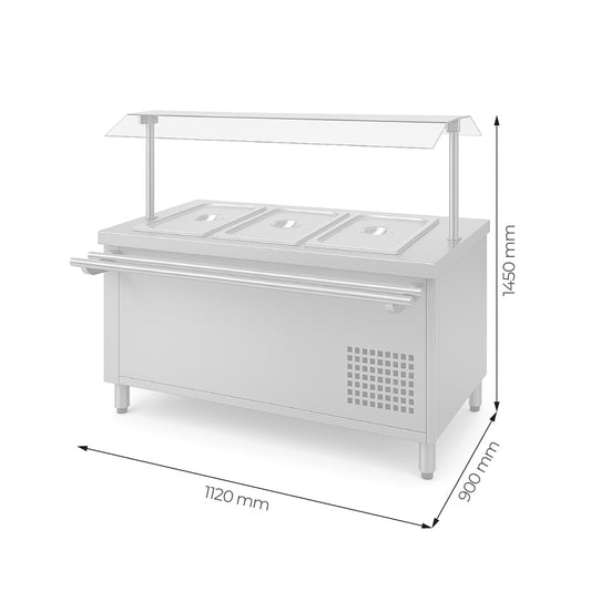 SALAD BAR 3 GN 1/1 + CUPULA + DESLIZA BANDEJA
