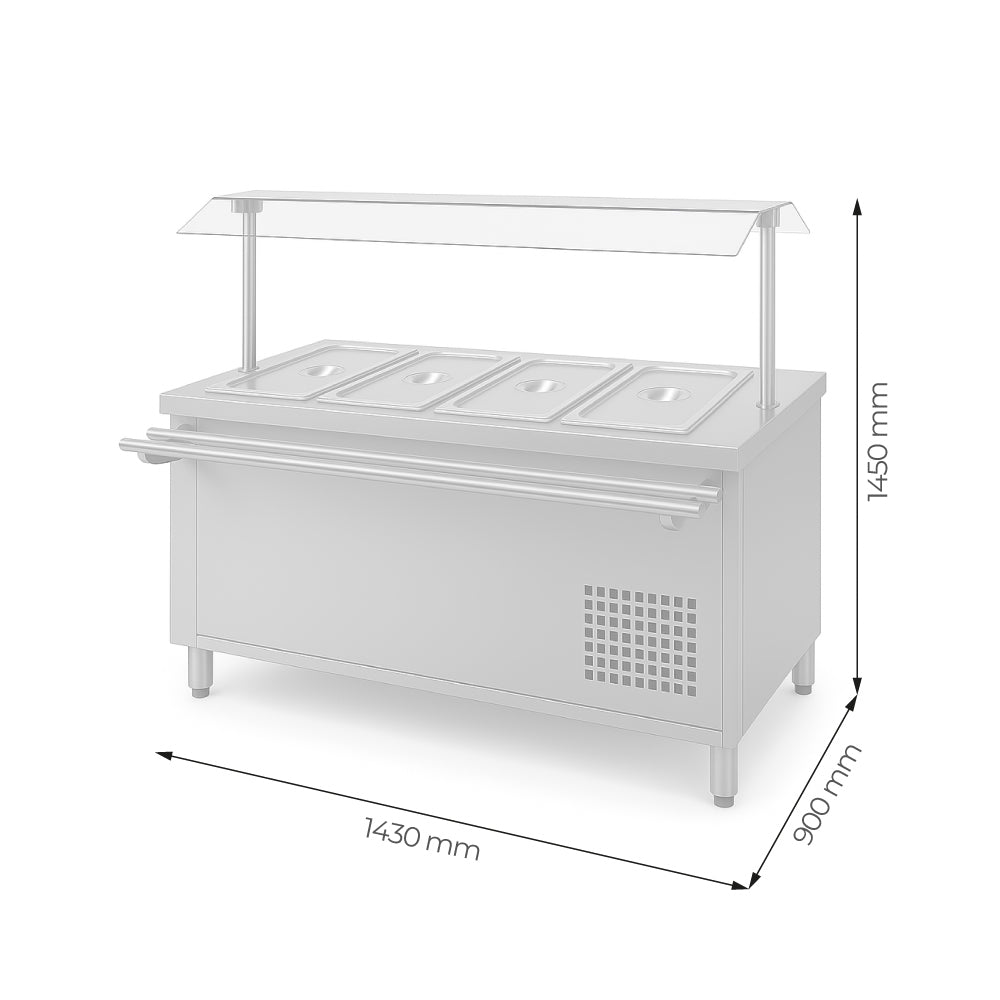 SALAD BAR 4 GN 1/1 + CUPULA + DESLIZA BANDEJA