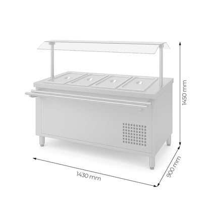 SALAD BAR 4 GN 1/1 + CUPULA + DESLIZA BANDEJA