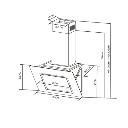 CAMPANA METAL NEGRO CONTROL BOTON