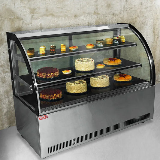 Vitrina pastelera curva 1500x750x1200mm