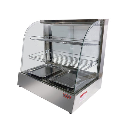 Exhibidor curvo mantenedor de calor inox