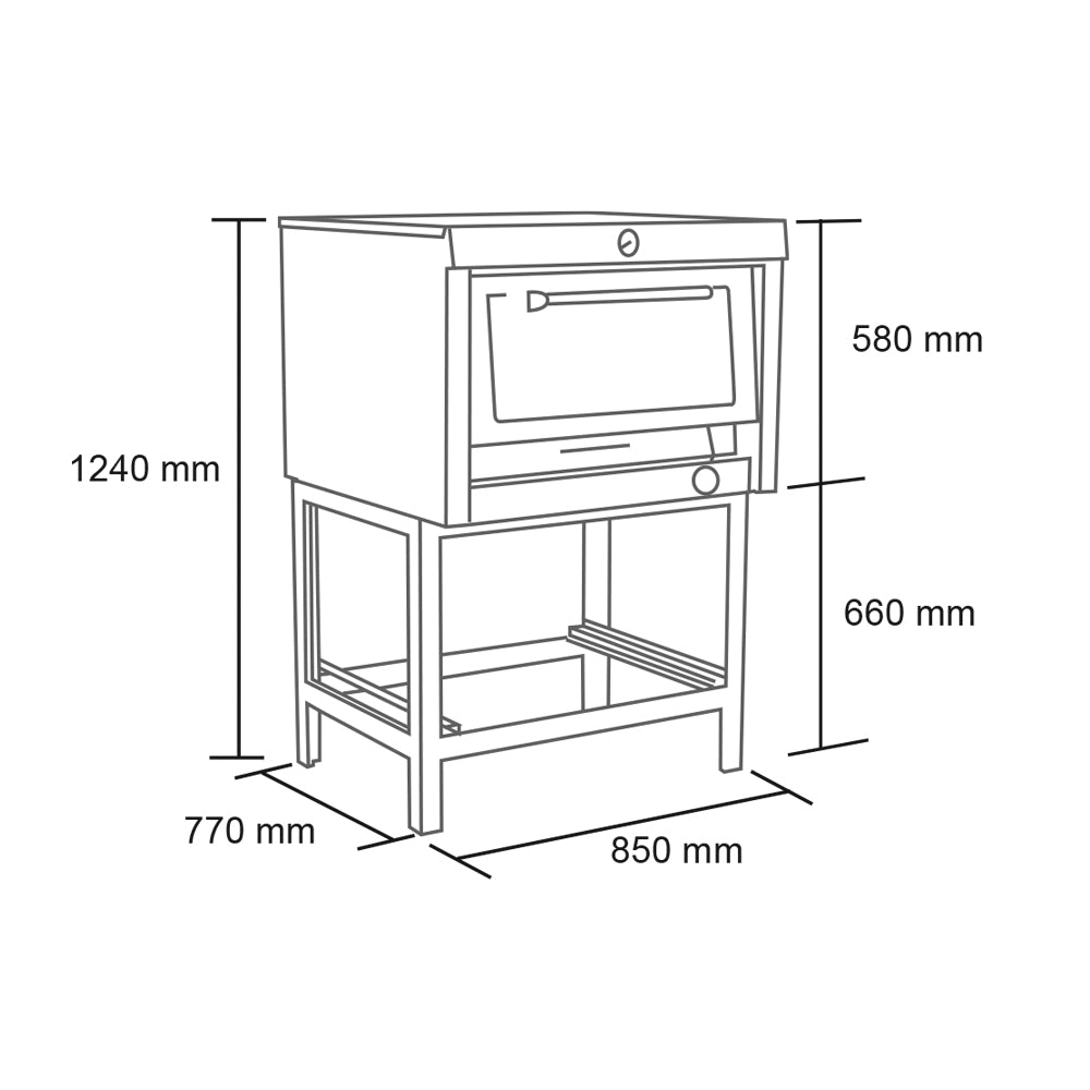 Horno Industrial 1 Cámara Maigas (58x65cm) | Piso Refractario para Panadería - Gas Licuado |6EA151R| MAIGAS